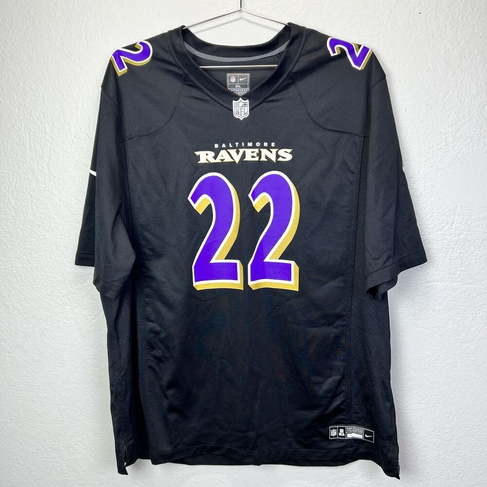 Nike Baltimore Ravens Derrick Henry #22 NFL Football Jersey Black Mens 3XL